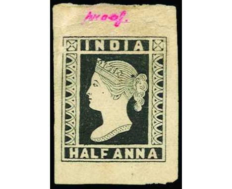 1854 ½a black lithographic transfer on yellowish wove paper (Spence 86), pos. 3, with good but irregular margins all round, s