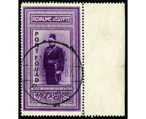 1926 Inauguration of Port Fuad set of 4 (SG 141/44), lower values tied to pieces by Port Fuad cds for 21 De 26 (first day), 5