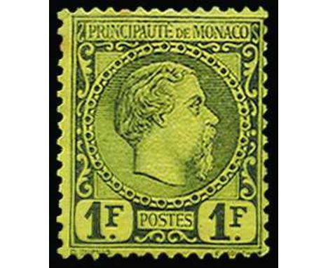 1885 1fr black/yellow (SG9) few tone spots and some light gum bending, large part o.g., cat £1,800