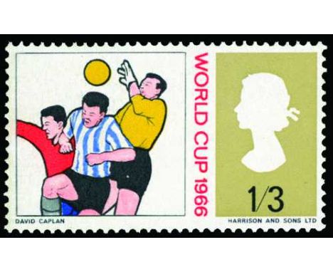 1966 World Cup Football Championships, 1s 3d variety watermark inverted (SG 695Wi), u/m, cat £150