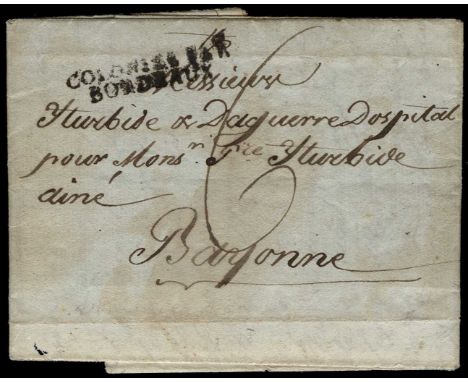 1811 January 4, entire letter to Bayonne, France, although written in Spanish, rated '6', with rather smudged strike of two l