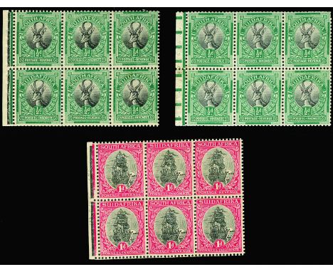 1926-27 Perf 13½x14, ½d black and green, two booklet panes of 6, one with watermark inverted, also 1d black and carmine bookl