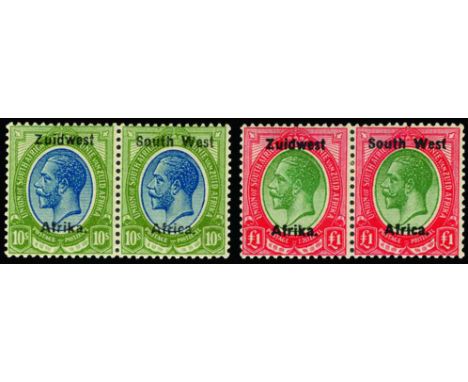 1923-26 Setting III, 2s 6d purple and green, 5s purple and blue, 10s blue and olive-green and £1 green and red (SG 24/27) hor