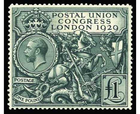 1929 Postal Union Congress £1 black (SG 438) u/m with usual light overall gum toning, cat £1,100