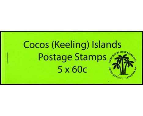 Booklets: 2013 50th Anniversary of First Cocos Stamps, $3 green cover booklet (SG SB3) with fdi handstamp on cover, fine, cat