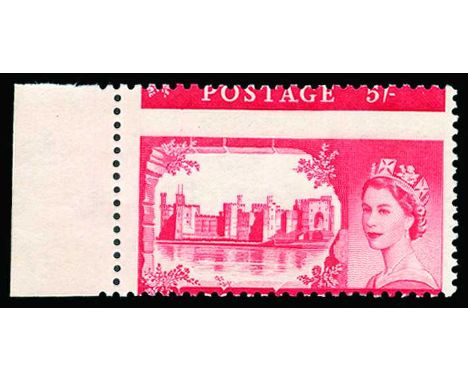 1959 DLR printing 5s, variety misperforated marginal (596var), u/m