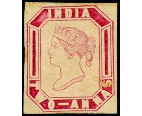 Essays for Printing the Stamps by Lithography: 1890 (December) Die proof of the 2a rectangular design (D1) in lake on yellowi
