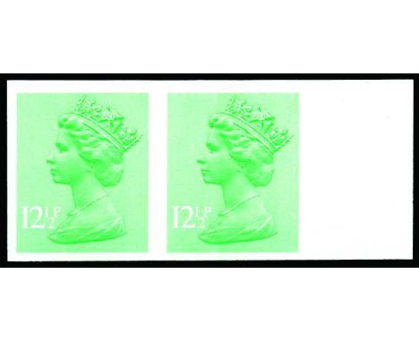1971-96 photo 12½p light emerald, error imperforate pair (SG X898a), with sheet margin at right, u/m, cat £120