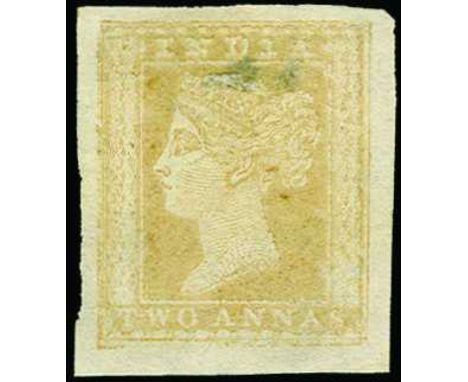 1854 (September) 2a ochre colour trial on thin white wove paper (Spence 57) a clear impression with large margins all round, 