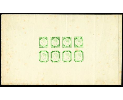 Essays for Printing the Stamps by Lithography: 1854 Trial lithographic transfer of both the designs for the 2a (rectangular d