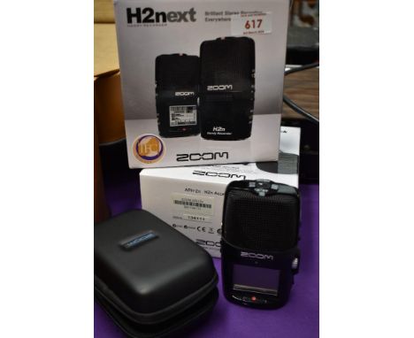 A Zoom H2next portable SD recorder and accesories