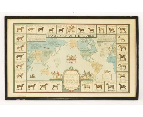 Joseph P Sims (20th century)HORSE MAP OF THE WORLDColoured lithograph, 1934, Limited Edition, printed by Miller's, New York53