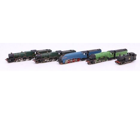 N Gauge: A collection of five assorted unboxed, N Gauge, locomotive and tenders to include: Sir Nigel Gresley, Flying Scotsma