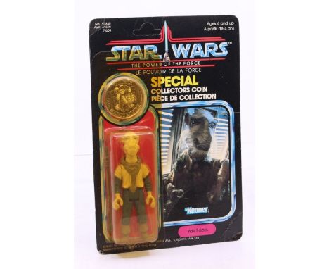 Star Wars: A Star Wars: The Power of the Force, Kenner, scarce, Yak Face, 1984, 92 card back, carded. unpunched, Bubble is ye
