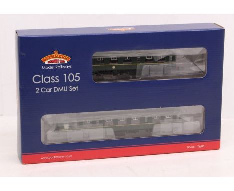 Bachmann: A boxed Bachmann, OO Gauge, Class 105 Two Car DMU BR Green with Speed Whiskers, Reference 31-326A. Original box, ge