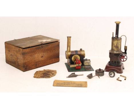 Bowman: A Bowman Models horizontal static steam engine, together with a vertical static steam engine, possibly also Bowman. W