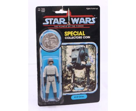 Star Wars: A Star Wars: The Power of the Force, Kenner, AT-ST Driver, 1984, 92 card back, carded. punched, bubble appears gen
