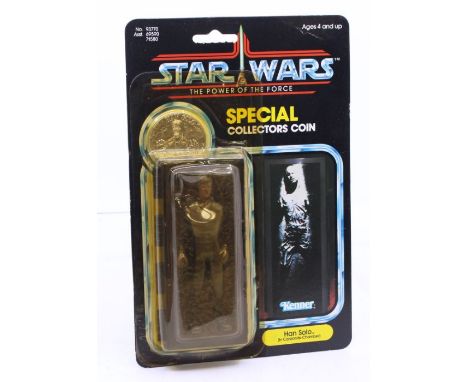Star Wars: A Star Wars: The Power of the Force, Kenner, Han Solo (in Carbonite Chamber), 1984, 92 card back, carded. punched,