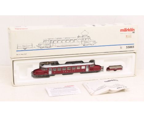 Marklin: A boxed Marklin, HO Gauge, RBe 2/4 "Roter Pfeil" (RBe 2/4 "Red Arrow"), Reference 33865. Original box, general wear 
