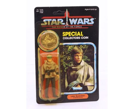 Star Wars: A Star Wars: The Power of the Force, Kenner, Luke Skywalker (in Battle Poncho), 1984, 92 card back, carded. unpunc