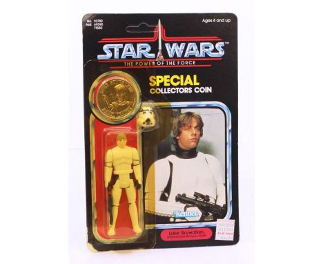 Star Wars: A Star Wars: The Power of the Force, Kenner, Luke Skywalker (Imperial Stormtrooper Outfit), 92 card back, carded. 