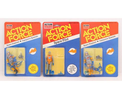 Action Force: A collection of three Action Man: Action Force, Palitoy, carded figures, to comprise: Space Pilot, punched card