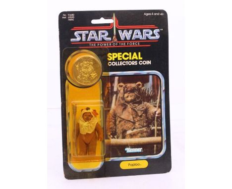 Star Wars: A Star Wars: The Power of the Force, Kenner, Paploo, 1984, 92 card back, carded. punched, bubble is yellowed, crea