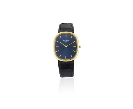 Patek Philippe. An 18K gold automatic oval wristwatch with sigma dialModel: EllipseReference: 3738/100Date: Purchased 8th Jul