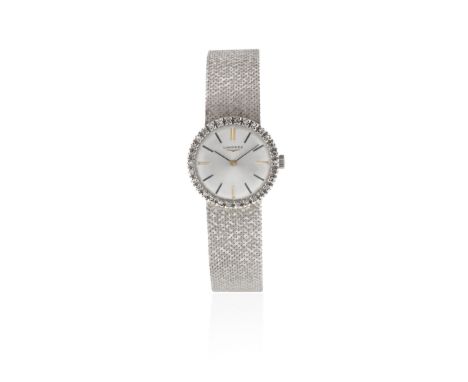 Longines. A lady's 18K white gold and diamond set manual wind bracelet watchDate: Circa 1967Movement: 17-jewel Cal.460 manual