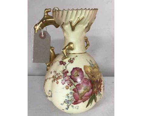 A Royal Worcester blush ivory and gilded jug, height 23 cm 