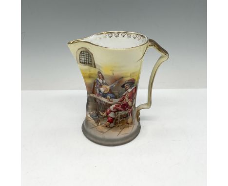 Jug designed with 17th century French bar scene. Gilt rim and handle. Royal Bayreuth backstamp. Artist: R. DixonIssued: 20th 