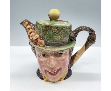 Character teapot depicting Sam Weller with a smiley expression, features a green hat lid with yellow hold, brown handle and y