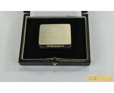 A Contemporary and Fine Quality Silver Engine Turned Pill Box with Gilt Interior, Maker Peter John Doherty. Hallmark Birmingh