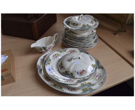 Art Deco Newhall Tea Service, Comprising 6 Cups And saucers, 18 Side Plates, 4 Egg Cups & Stand, 6 Bowls, 2 Serving Bowls, 2 