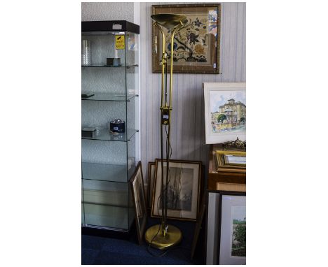 Modern Brass Standard Lamp With Adjustable Reading Arm