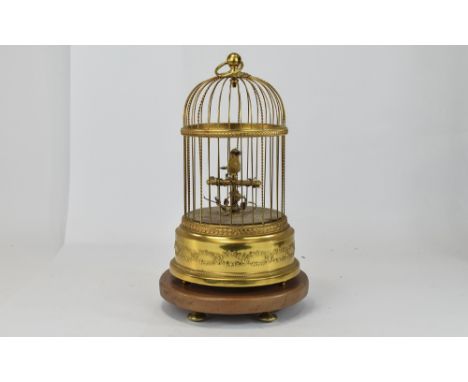 Swiss - Musical Automaton Singing Bird In Cage, Moves and Sings with Key wind Movement, Beautiful Quality and Tone. Stands 11