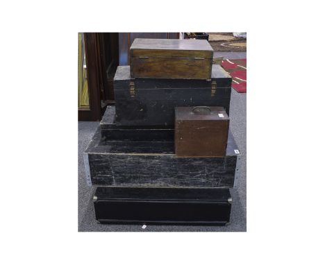 Collection Of Joiners Wooden Tool Boxes, Mixed Sizes, Mostly Empty, Odd Tools