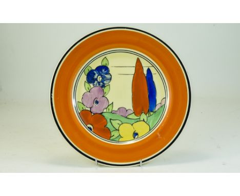 Clarice Cliff Hand Painted Cabinet Plate. c.1930's. 10 Inches Diameter. 