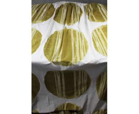 A pair of vintage lined Moorhouse and Reynolds "Ditto" pattern large spotted curtains. H.230 W.290 cm. 