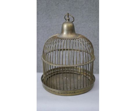 A vintage brass bird cage. H.40 D30cm 