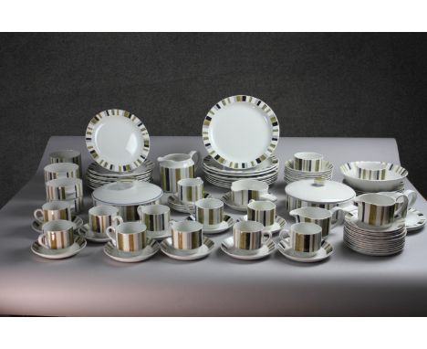 A vintage Midwinter design part twelve person dinner service. (88 pieces) Makers mark to the base. 
