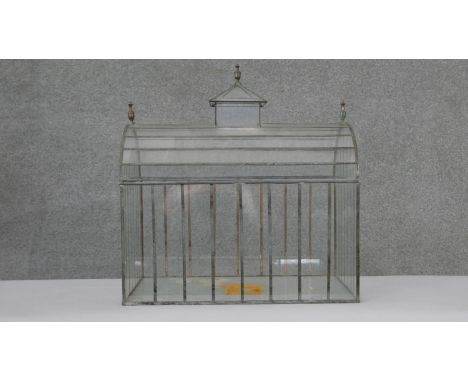 A vintage lead and glass architectural terrarium.
H.53 W.52 D.26cm 