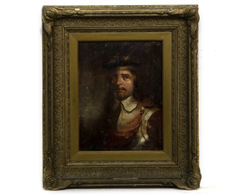 SCOTTISH SCHOOL, PORTRAIT OF A GENTLEMAN oil on panel image size 31cm x 24cm, overall size 50cm x 43cm Framed.