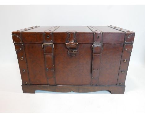 A contemporary stud bound leather trunk, H.50 W.80 D.43cm 