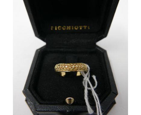 A boxed designer 18ct yellow gold and pave-set yellow diamond ring by Picchiotti, Size: K 1/2, 4.3g 