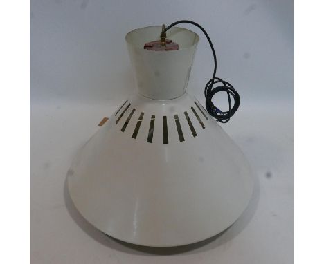 A large 1960's enamelled ceiling light pendant 