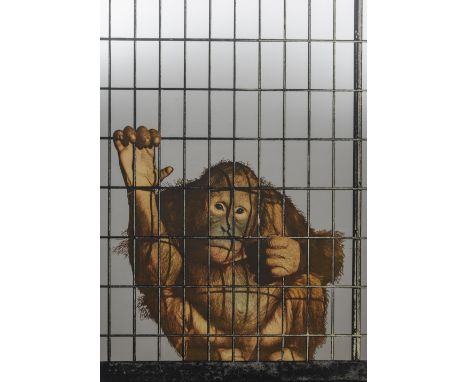MICHELANGELO PISTOLETTO (born 1933 )Scimmia in gabbia 1972Signé et numéroté Pistoletto 56 /200 au dosSérigraphie sur acier po