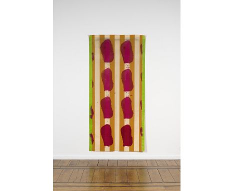 CLAUDE  VIALLAT (born 1936)Sans titre (325/2013)  2013Acrylique sur bâche rayéeAcryl op gestreept canvasAcrylic on striped ta