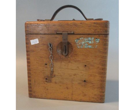 20th century pigeon racing clock, the glass door etched 'Toulet Imperial' in an oak case.(B.P. 21% + VAT) 