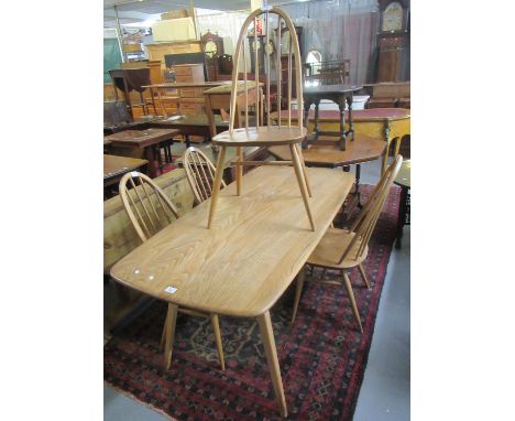 Ercol Light elm and beech dining set to include table and a set of four spindle and hoop back chairs. (B.P. 21% + VAT)&nbsp;&